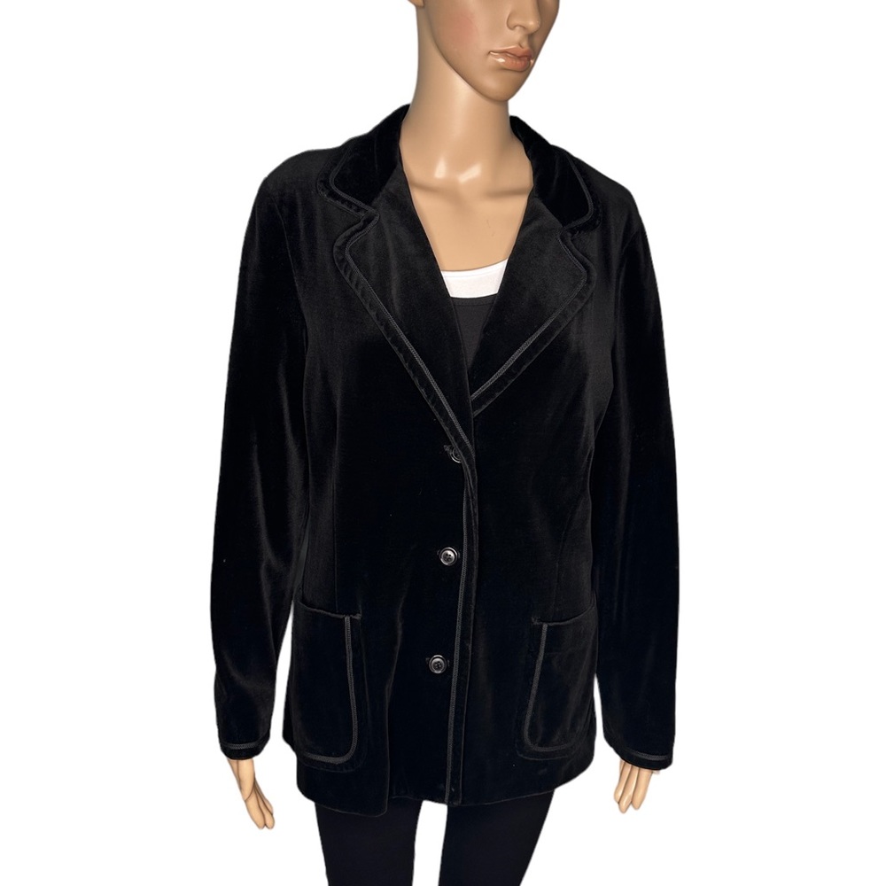 Butte knit women black velvet long sleeve blazer jacket size